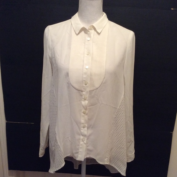 Maeve Tops - Maeve Blouse 4 Cream Polka Dot Contrast Pleats